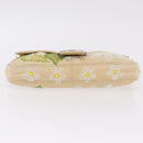 FENDI Flower Mamma Baguette Shoulder Bag Leather Beige Silver Auth 167634SAM-6