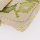 FENDI Flower Mamma Baguette Shoulder Bag Leather Beige Silver Auth 167634SAM-18