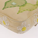 FENDI Flower Mamma Baguette Shoulder Bag Leather Beige Silver Auth 167634SAM-21