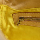 FENDI Flower Mamma Baguette Shoulder Bag Leather Beige Silver Auth 167634SAM-30