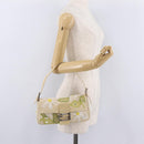 FENDI Flower Mamma Baguette Shoulder Bag Leather Beige Silver Auth 167634SAM-32