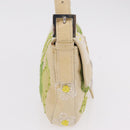 FENDI Flower Mamma Baguette Shoulder Bag Leather Beige Silver Auth 167634SAM-5