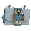 Miu Miu Mew Lady Shoulder Bag Leather Light Blue Gold Auth 167635M-1