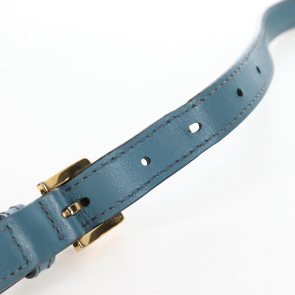 Miu Miu Mew Lady Shoulder Bag Leather Light Blue Gold Auth 167635M