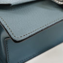 Miu Miu Mew Lady Shoulder Bag Leather Light Blue Gold Auth 167635M-17