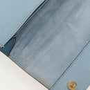 Miu Miu Mew Lady Shoulder Bag Leather Light Blue Gold Auth 167635M-26