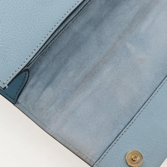 Miu Miu Mew Lady Shoulder Bag Leather Light Blue Gold Auth 167635M