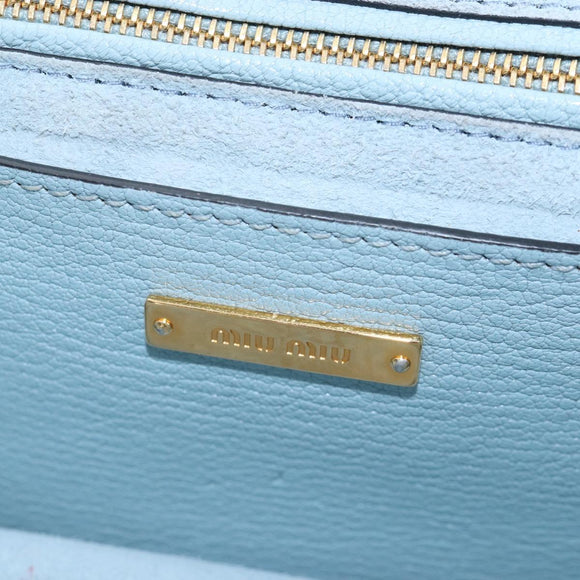 Miu Miu Mew Lady Shoulder Bag Leather Light Blue Gold Auth 167635M
