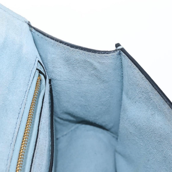 Miu Miu Mew Lady Shoulder Bag Leather Light Blue Gold Auth 167635M