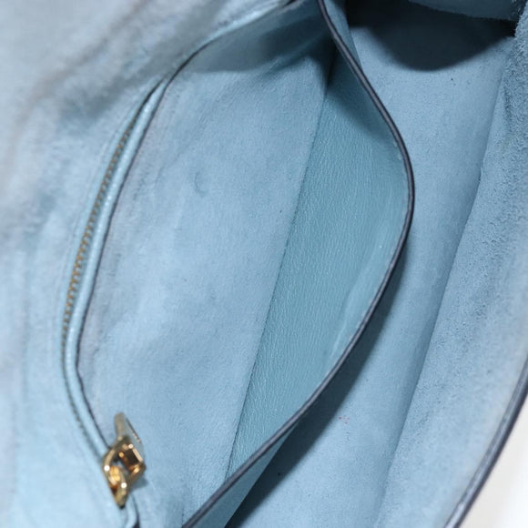 Miu Miu Mew Lady Shoulder Bag Leather Light Blue Gold Auth 167635M