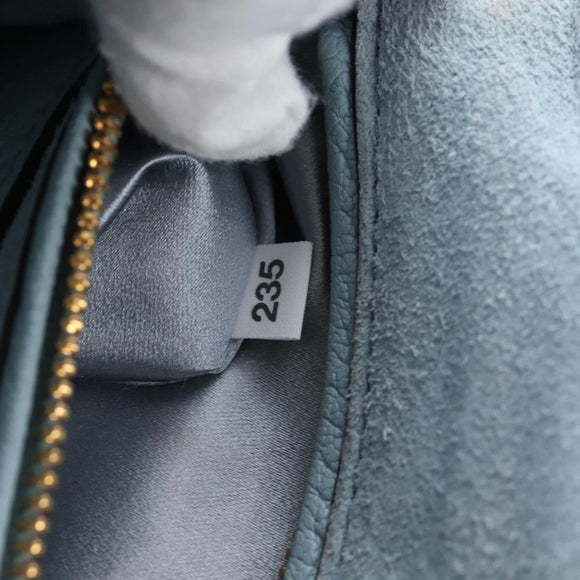 Miu Miu Mew Lady Shoulder Bag Leather Light Blue Gold Auth 167635M