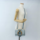 Miu Miu Mew Lady Shoulder Bag Leather Light Blue Gold Auth 167635M-34