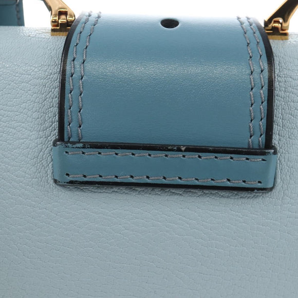 Miu Miu Mew Lady Shoulder Bag Leather Light Blue Gold Auth 167635M