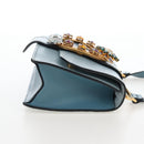 Miu Miu Mew Lady Shoulder Bag Leather Light Blue Gold Auth 167635M-5