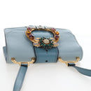 Miu Miu Mew Lady Shoulder Bag Leather Light Blue Gold Auth 167635M-7