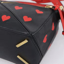 LOEWE Puzzle Bag Small Hand Bag Leather Black Gold Tone Auth 167637M-17