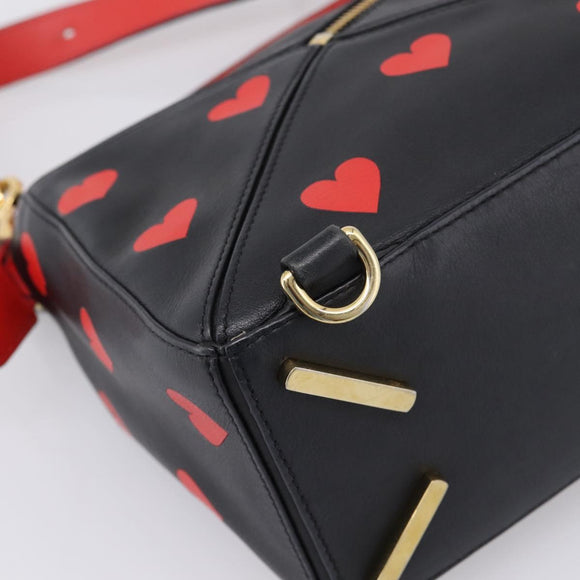 LOEWE Puzzle Bag Small Hand Bag Leather Black Gold Tone Auth 167637M
