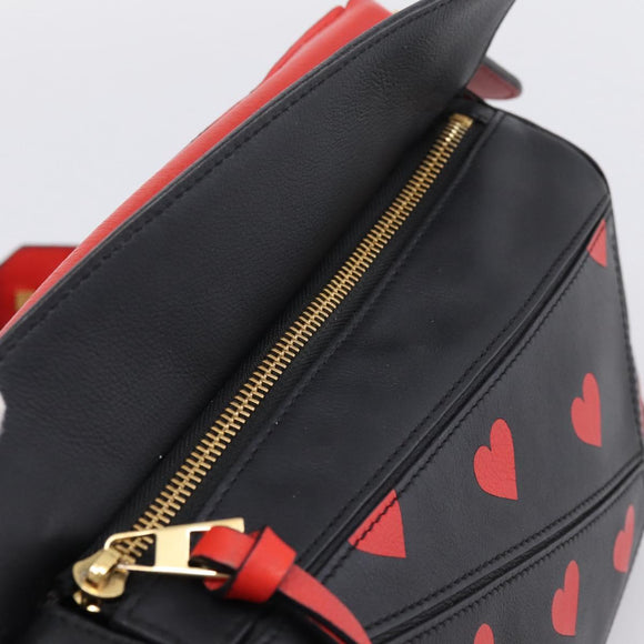 LOEWE Puzzle Bag Small Hand Bag Leather Black Gold Tone Auth 167637M