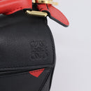 LOEWE Puzzle Bag Small Hand Bag Leather Black Gold Tone Auth 167637M-22