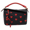 LOEWE Puzzle Bag Small Hand Bag Leather Black Gold Tone Auth 167637M-13