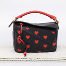 LOEWE Puzzle Bag Small Hand Bag Leather Black Gold Tone Auth 167637M-12