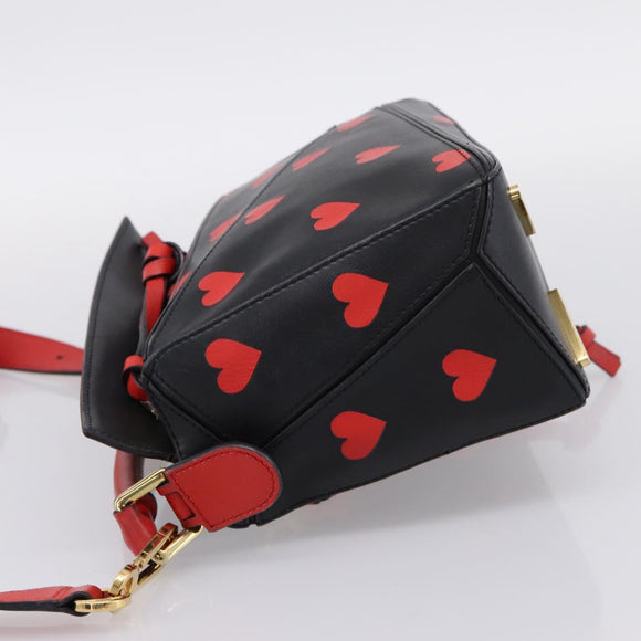 LOEWE Puzzle Bag Small Hand Bag Leather Black Gold Tone Auth 167637M