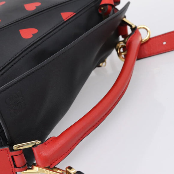 LOEWE Puzzle Bag Small Hand Bag Leather Black Gold Tone Auth 167637M