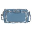 Miu Miu Shoulder Bag Leather Light Blue Silver Auth 167638A-13