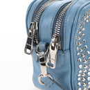 Miu Miu Shoulder Bag Leather Light Blue Silver Auth 167638A-23