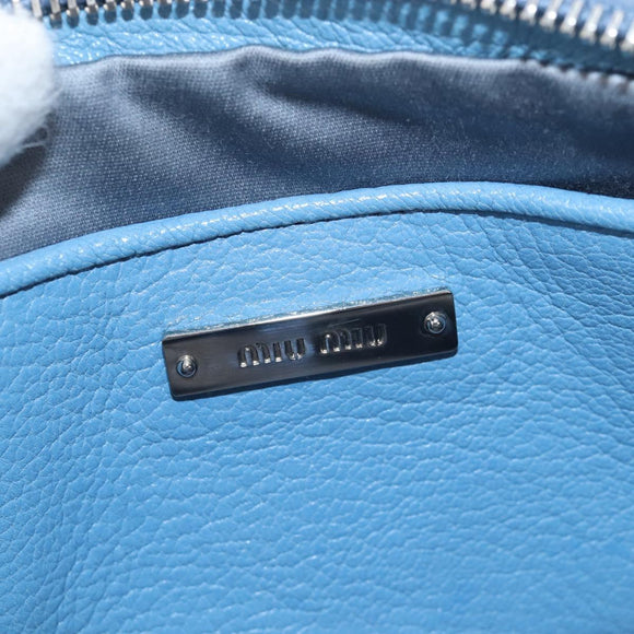 Miu Miu Shoulder Bag Leather Light Blue Silver Auth 167638A