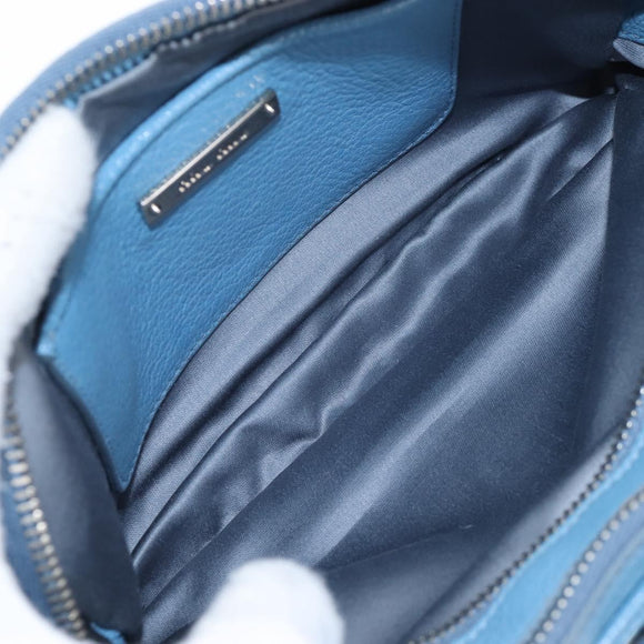 Miu Miu Shoulder Bag Leather Light Blue Silver Auth 167638A