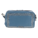 Miu Miu Shoulder Bag Leather Light Blue Silver Auth 167638A-2