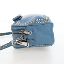 Miu Miu Shoulder Bag Leather Light Blue Silver Auth 167638A-3