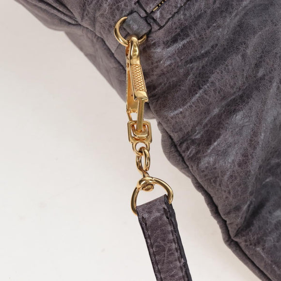 Miu Miu Charm Nappa Hand Bag Leather 2way Purple Gold Auth 167641M