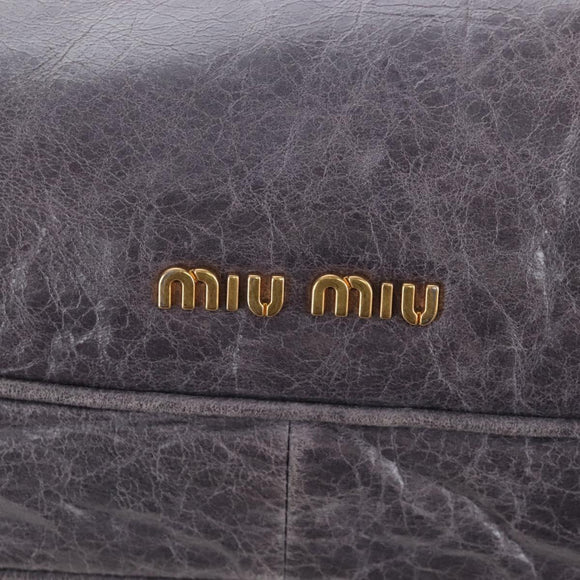 Miu Miu Charm Nappa Hand Bag Leather 2way Purple Gold Auth 167641M