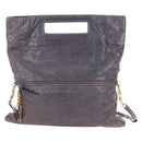 Miu Miu Charm Nappa Hand Bag Leather 2way Purple Gold Auth 167641M-2