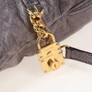 Miu Miu Charm Nappa Hand Bag Leather 2way Purple Gold Auth 167641M-20