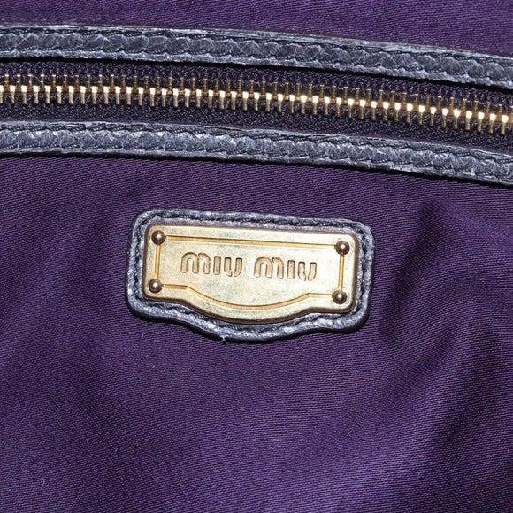 Miu Miu Charm Nappa Hand Bag Leather 2way Purple Gold Auth 167641M