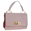 Miu Miu Hand Bag Leather Pink Gold Auth 167642-1