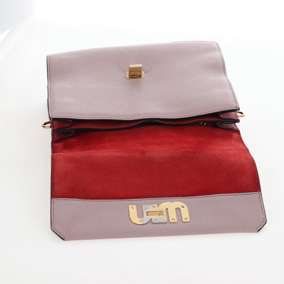 Miu Miu Hand Bag Leather Pink Gold Auth 167642