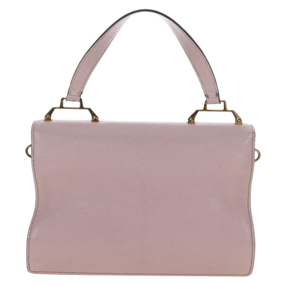 Miu Miu Hand Bag Leather Pink Gold Auth 167642