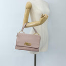Miu Miu Hand Bag Leather Pink Gold Auth 167642-32
