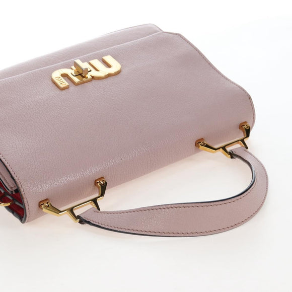 Miu Miu Hand Bag Leather Pink Gold Auth 167642