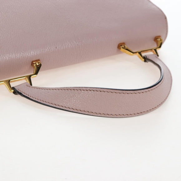 Miu Miu Hand Bag Leather Pink Gold Auth 167642