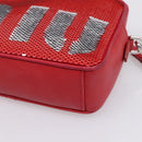 Miu Miu Shoulder Bag Leather Sequins Red Silver Auth 167643A-9