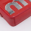 Miu Miu Shoulder Bag Leather Sequins Red Silver Auth 167643A-14