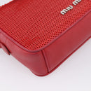 Miu Miu Shoulder Bag Leather Sequins Red Silver Auth 167643A-16