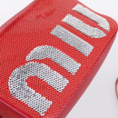 Miu Miu Shoulder Bag Leather Sequins Red Silver Auth 167643A-18