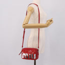 Miu Miu Shoulder Bag Leather Sequins Red Silver Auth 167643A-23