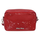 Miu Miu Shoulder Bag Leather Sequins Red Silver Auth 167643A-2
